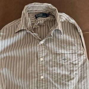 Ralph Lauren Men's Brown Striped Button-Down Shirt